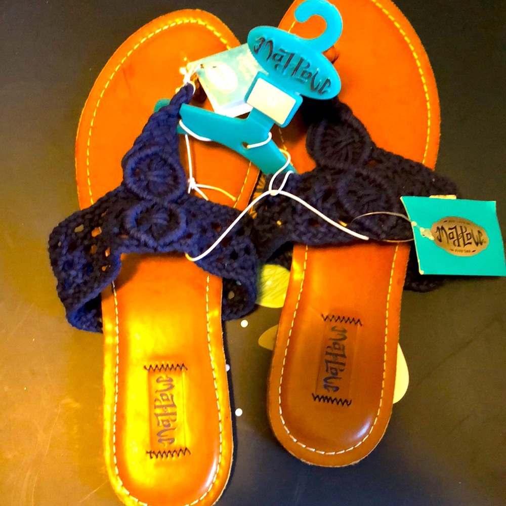 Blue macrame sandals